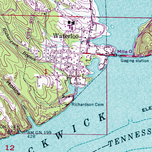 Topographic Map of Waterloo Police Department, AL