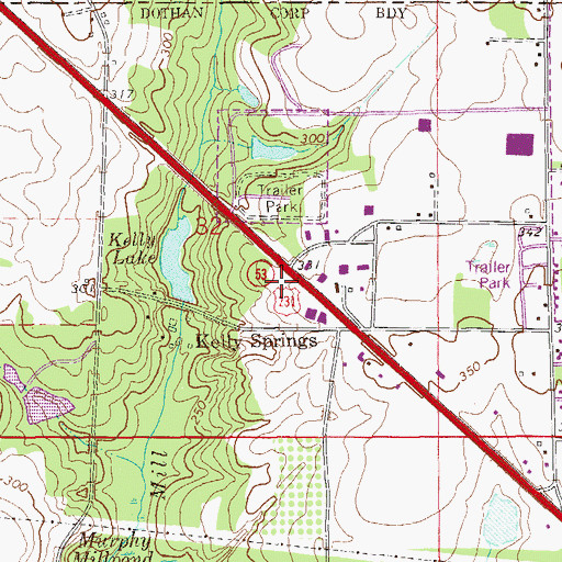 Topographic Map of Alabama State Troopers Troop K, AL