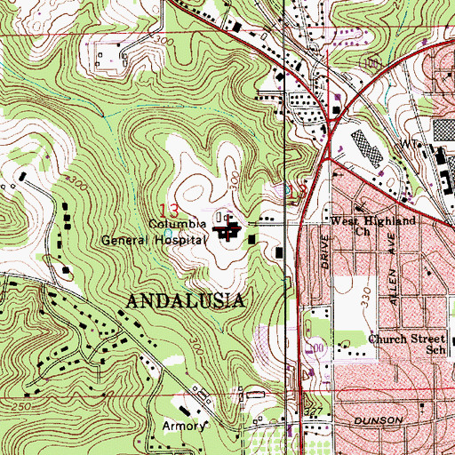 Topographic Map of Covington County Sheriff's Office, AL