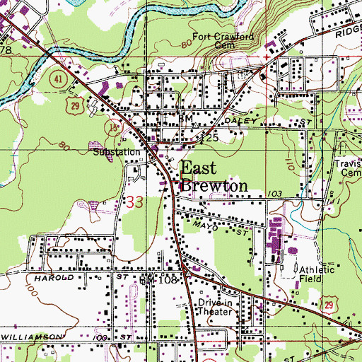 Topographic Map of East Brewton Police Department, AL