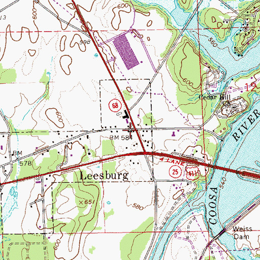 Topographic Map of Leesburg Police Department, AL