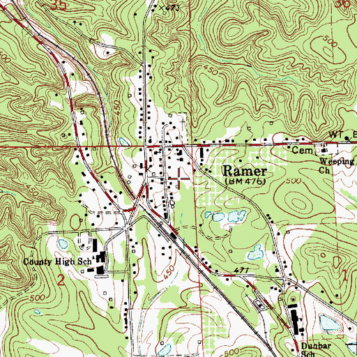 Topographic Map of Montgomery County Sheriff's Office Ramer Subdivision, AL