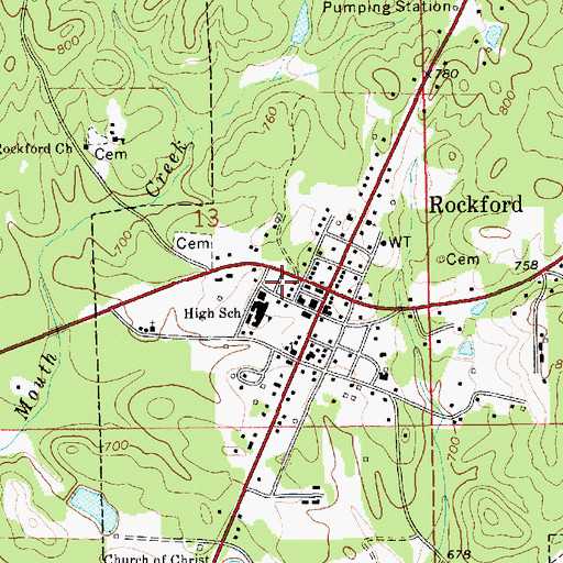 Topographic Map of Coosa County Sheriff's Office, AL