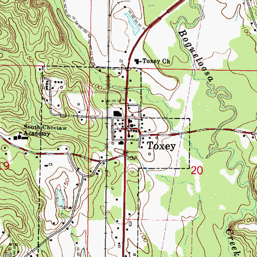 Topographic Map of Toxey Police Department, AL
