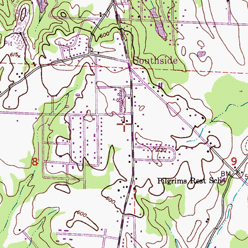 Topographic Map of Southside Police Department, AL