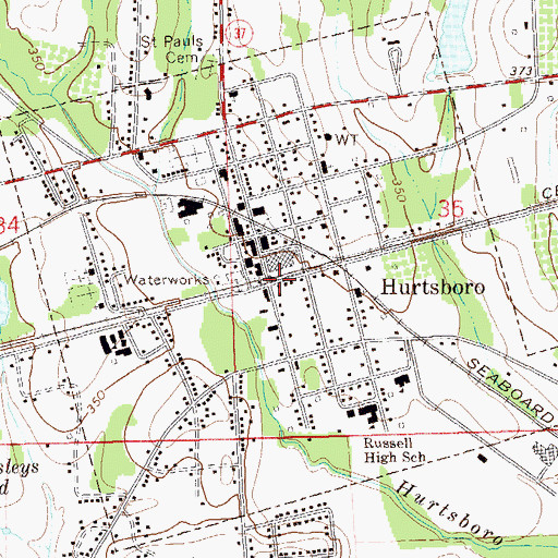Topographic Map of Hurtsboro Police Department, AL