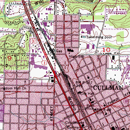 Topographic Map of Cullman Police Department, AL