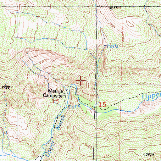 Topographic Map of Matilija Rustic Campsite, CA