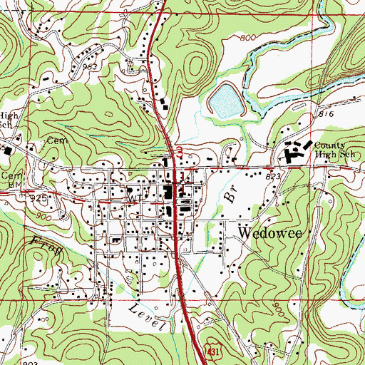 Topographic Map of Wedowee Police Department, AL