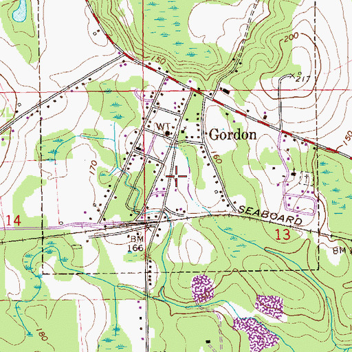 Topographic Map of Gordon Police Department, AL