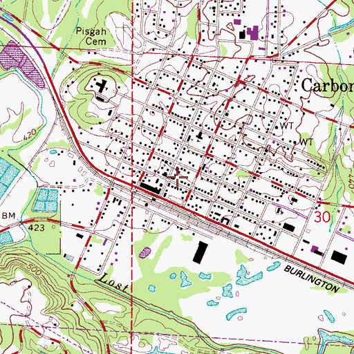 Topographic Map of Carbon Hill Police Department, AL