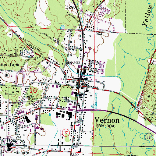 Topographic Map of Vernon Police Department, AL