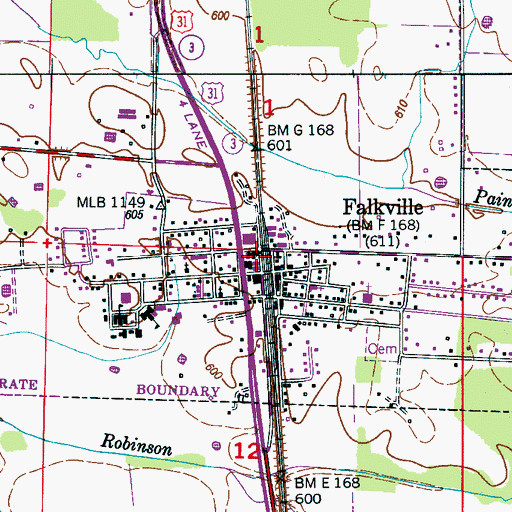 Topographic Map of Falkville Police Department, AL