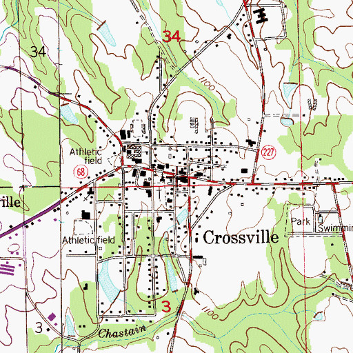 Topographic Map of Crossville Town Police Department, AL