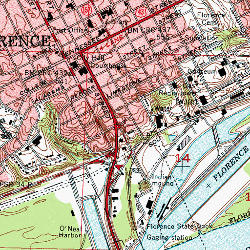 Topographic Map of Florence Police Department, AL