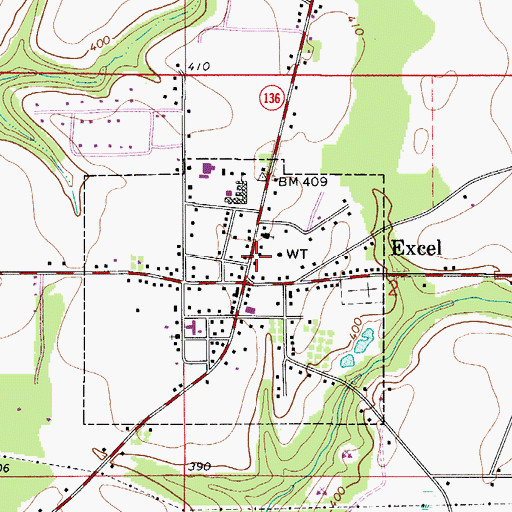 Topographic Map of Excel Police Department, AL