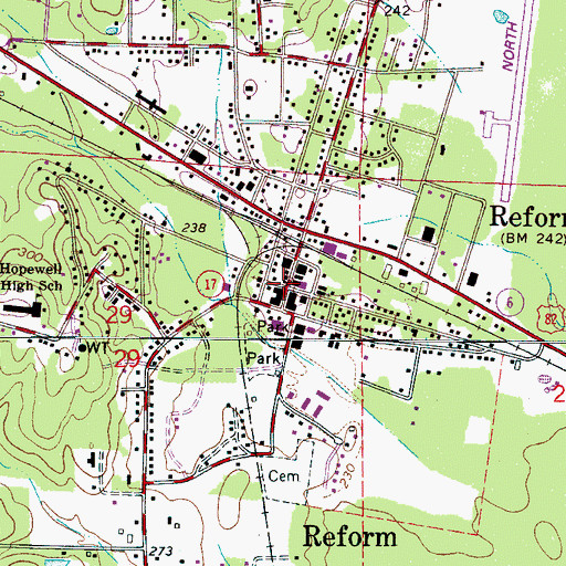 Topographic Map of Reform Police Department, AL