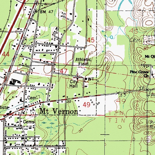 Topographic Map of Mount Vernon Police Department, AL