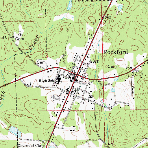 Topographic Map of Rockford Police Department, AL