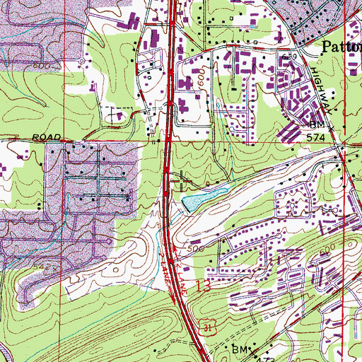 Topographic Map of Hoover Police Department, AL