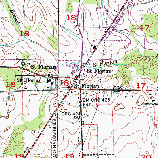 Topographic Map of Saint Florian Police Department, AL
