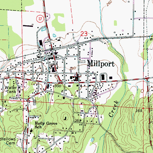 Topographic Map of Millport Police Department, AL