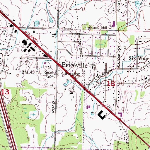 Topographic Map of Priceville Town Police Department, AL