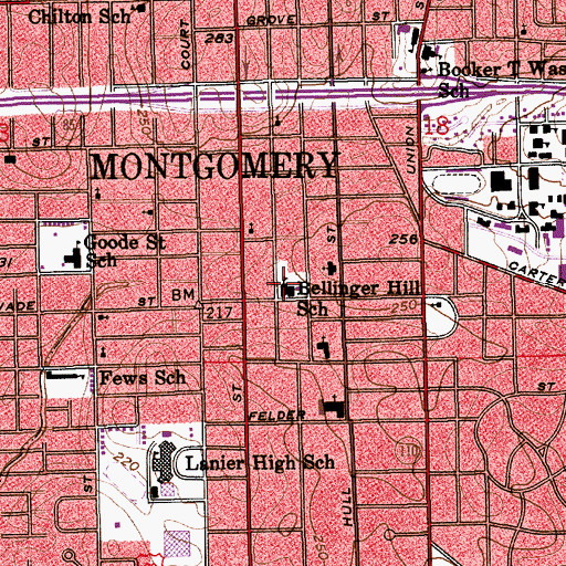Topographic Map of Police Department School Security, AL