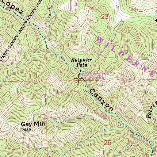 Topographic Map of Sulphur Pot Rustic Campsite, CA