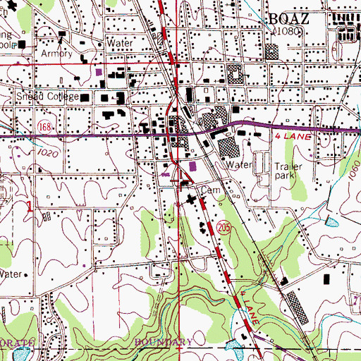 Topographic Map of Boaz Police Department, AL