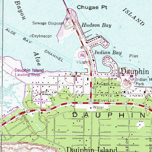 Topographic Map of Dauphin Island Police Department, AL