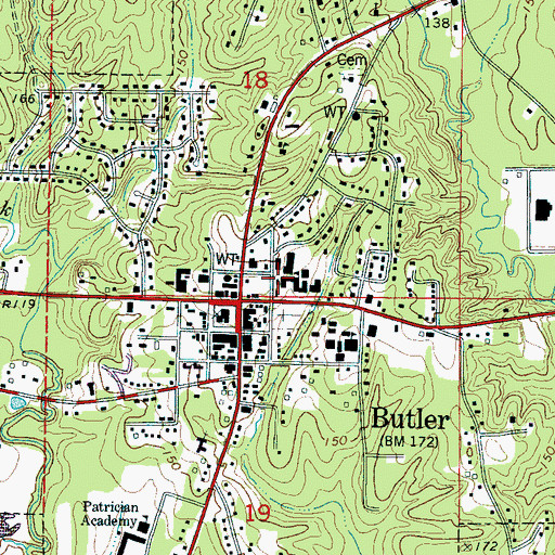 Topographic Map of Butler Police Department, AL