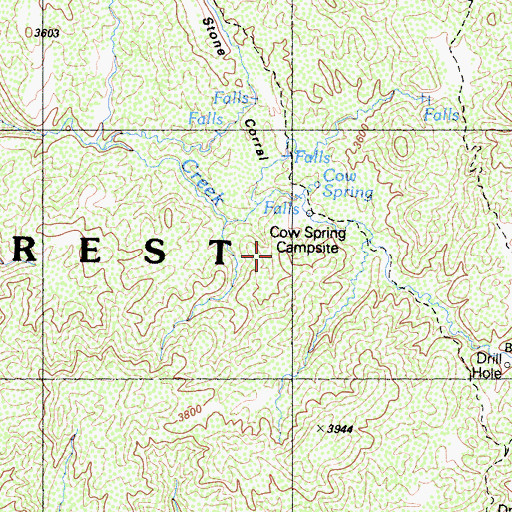 Topographic Map of Cow Springs Campground, CA