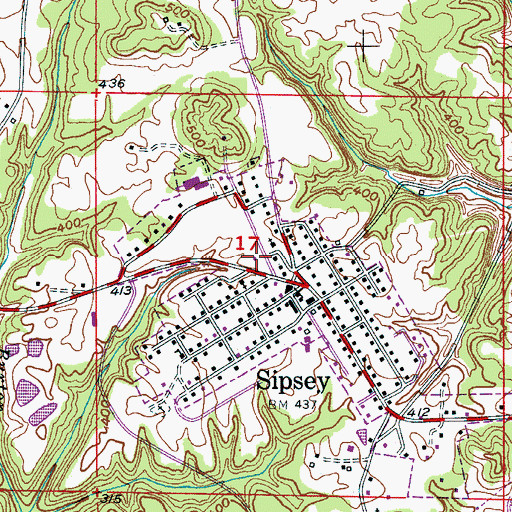 Topographic Map of Sipsey Police Department, AL