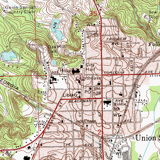 Topographic Map of Bullock County Sheriff's Office, AL
