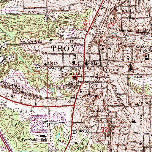 Topographic Map of Pike County Sheriff's Office, AL