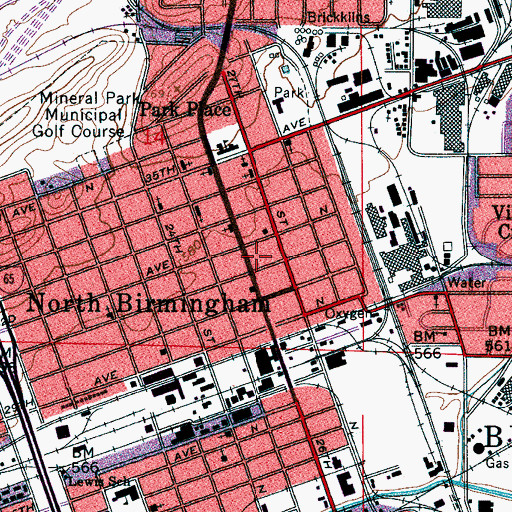 Topographic Map of Birmingham Police Department North Precinct, AL