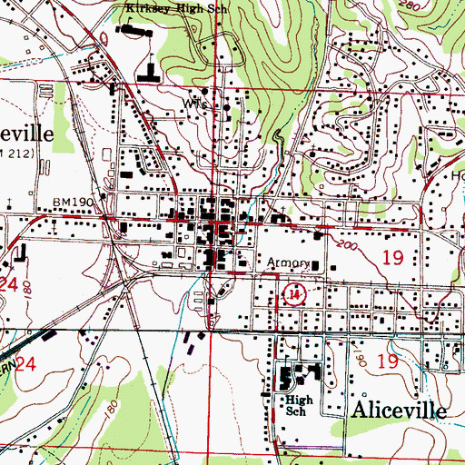 Topographic Map of Aliceville Police Department, AL