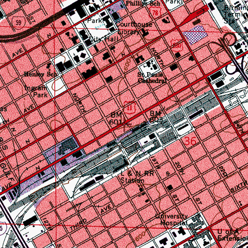 Topographic Map of Birmingham Police Department, AL