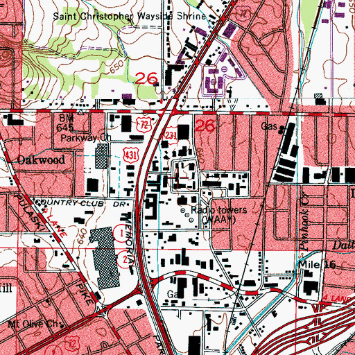 Topographic Map of Alabama State Troopers Troop B, AL