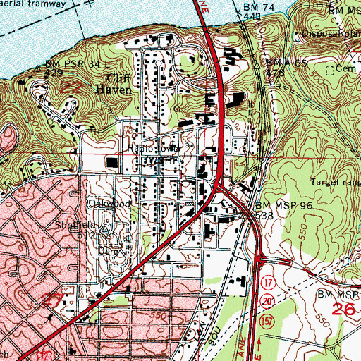 Topographic Map of Alabama State Troopers Troop A, AL