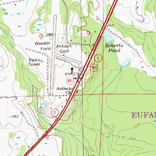 Topographic Map of Alabama State Troopers Troop K, AL