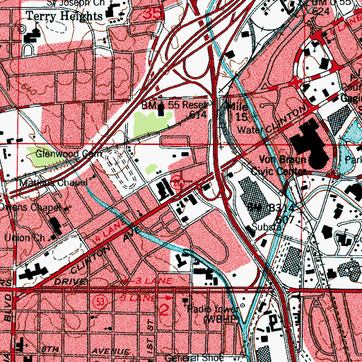 Topographic Map of Huntsville Police Department West Precinct, AL