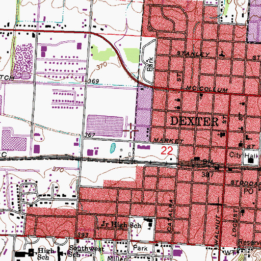 Topographic Map of Dexter Police Department, MO