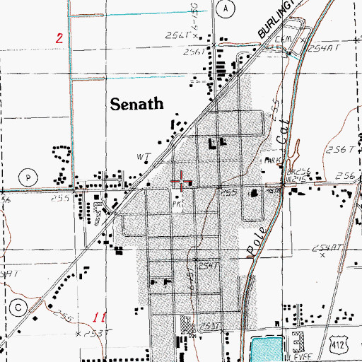Topographic Map of Senath Police Department, MO