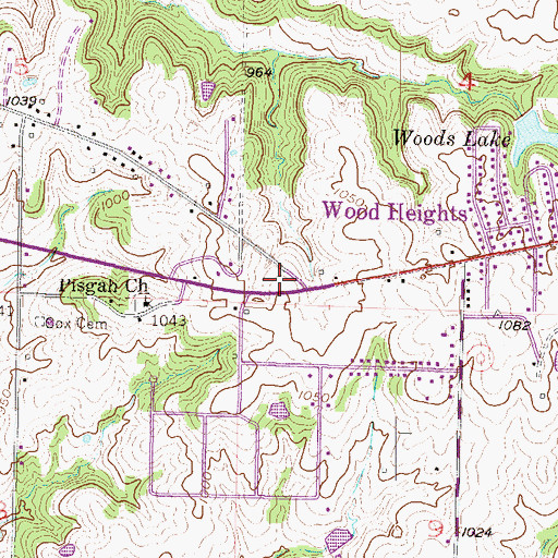 Topographic Map of Wood Heights Police Department, MO