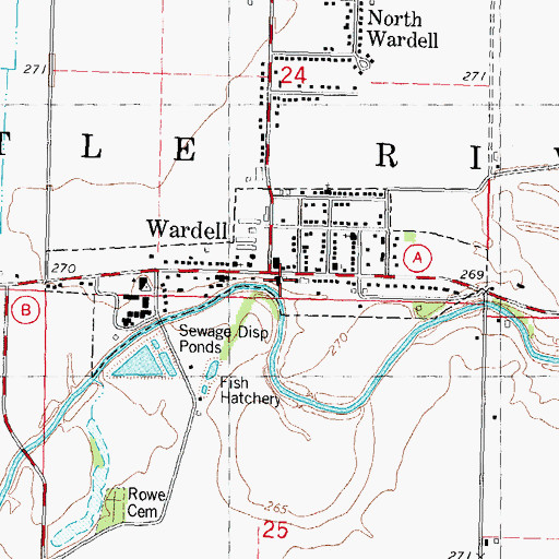 Topographic Map of Wardell Police Department, MO