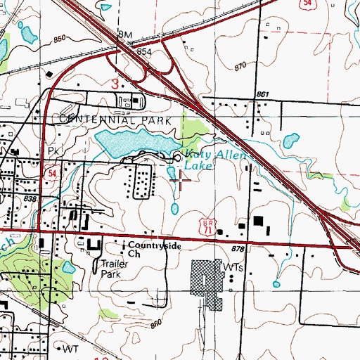 Topographic Map of Vernon County Sheriff's Office, MO