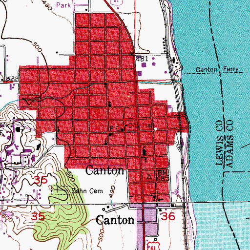 Topographic Map of Canton Police Department, MO