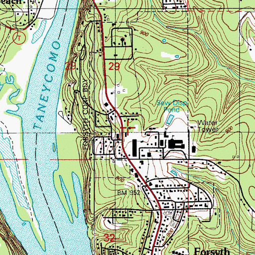 Topographic Map of Forsyth Police Department, MO
